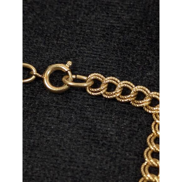 Vintage 1/20 12k Gold Filled Textured Double Oval Chain Link Curb Bracelet 7.25" - Picture 5 of 11